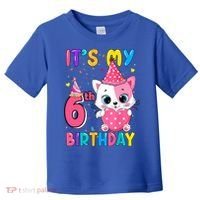 It's My 6th Birthday Girl Funny Cat Birthday 6 Year Old Toddler T-Shirt thumb 0