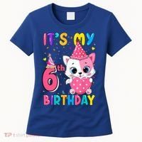 It's My 6th Birthday Girl Funny Cat Birthday 6 Year Old Women's T-Shirt thumb 0