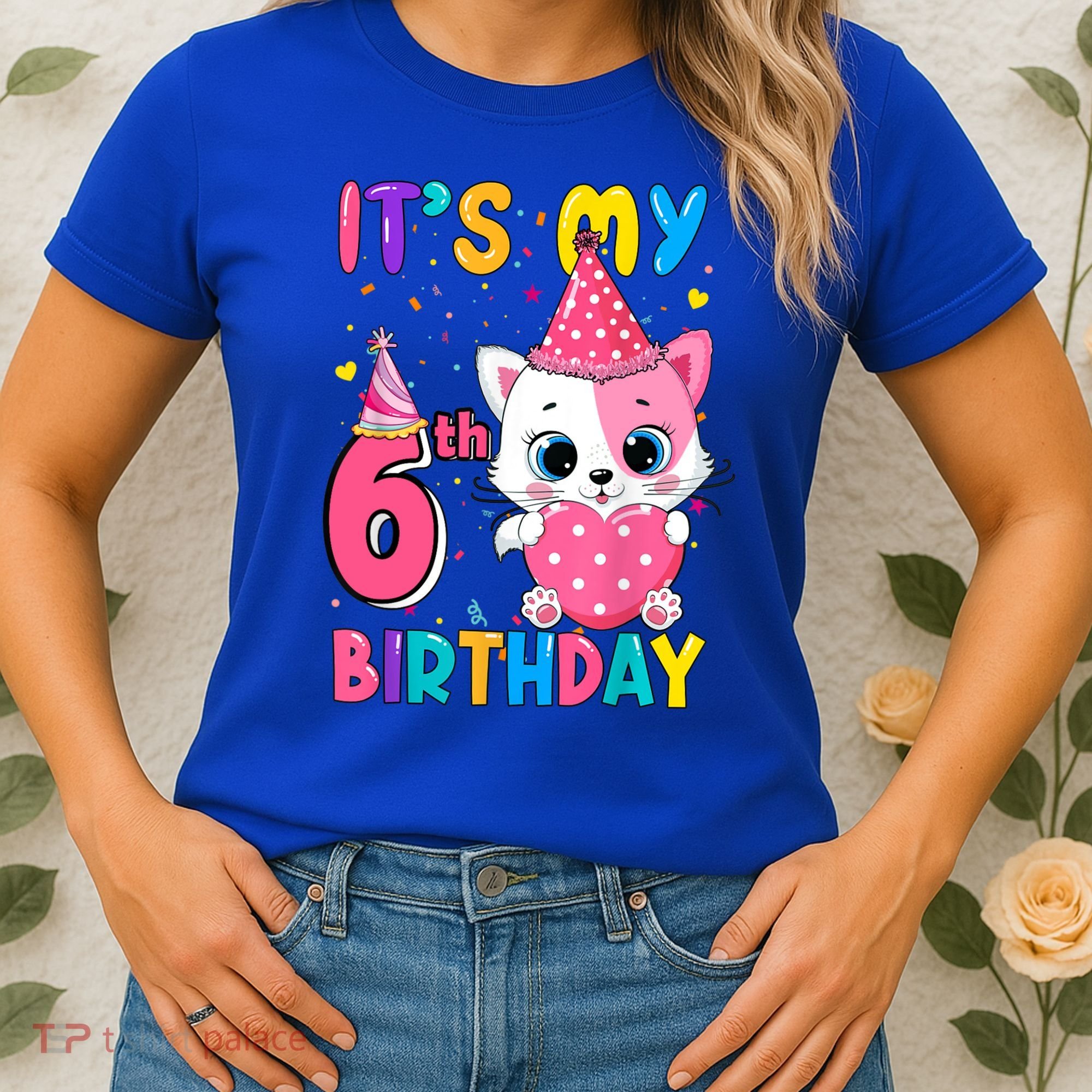 It's My 6th Birthday Girl Funny Cat Birthday 6 Year Old Women's T-Shirt