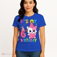 It's My 6th Birthday Girl Funny Cat Birthday 6 Year Old Women's T-Shirt thumb 4