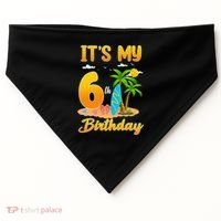 ItS My 6th Birthday Surfing Beach Theme 6 Year Old USA-Made Doggie Bandana thumb 0