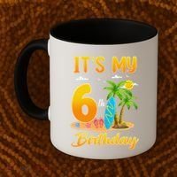 ItS My 6th Birthday Surfing Beach Theme 6 Year Old Coffee Mug thumb 2