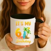 ItS My 6th Birthday Surfing Beach Theme 6 Year Old Coffee Mug thumb 3