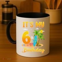 ItS My 6th Birthday Surfing Beach Theme 6 Year Old Coffee Mug thumb 4