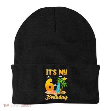 ItS My 6th Birthday Surfing Beach Theme 6 Year Old Beanie
