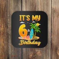 ItS My 6th Birthday Surfing Beach Theme 6 Year Old Coaster thumb 0