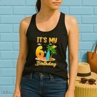 ItS My 6th Birthday Surfing Beach Theme 6 Year Old Women's Tank Top thumb 2