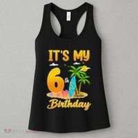 ItS My 6th Birthday Surfing Beach Theme 6 Year Old Women's Tank Top thumb 3
