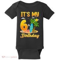 ItS My 6th Birthday Surfing Beach Theme 6 Year Old Baby Bodysuit thumb 0