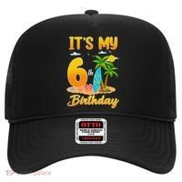 ItS My 6th Birthday Surfing Beach Theme 6 Year Old Hat thumb 0