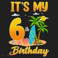 ItS My 6th Birthday Surfing Beach Theme 6 Year Old Hat thumb 2