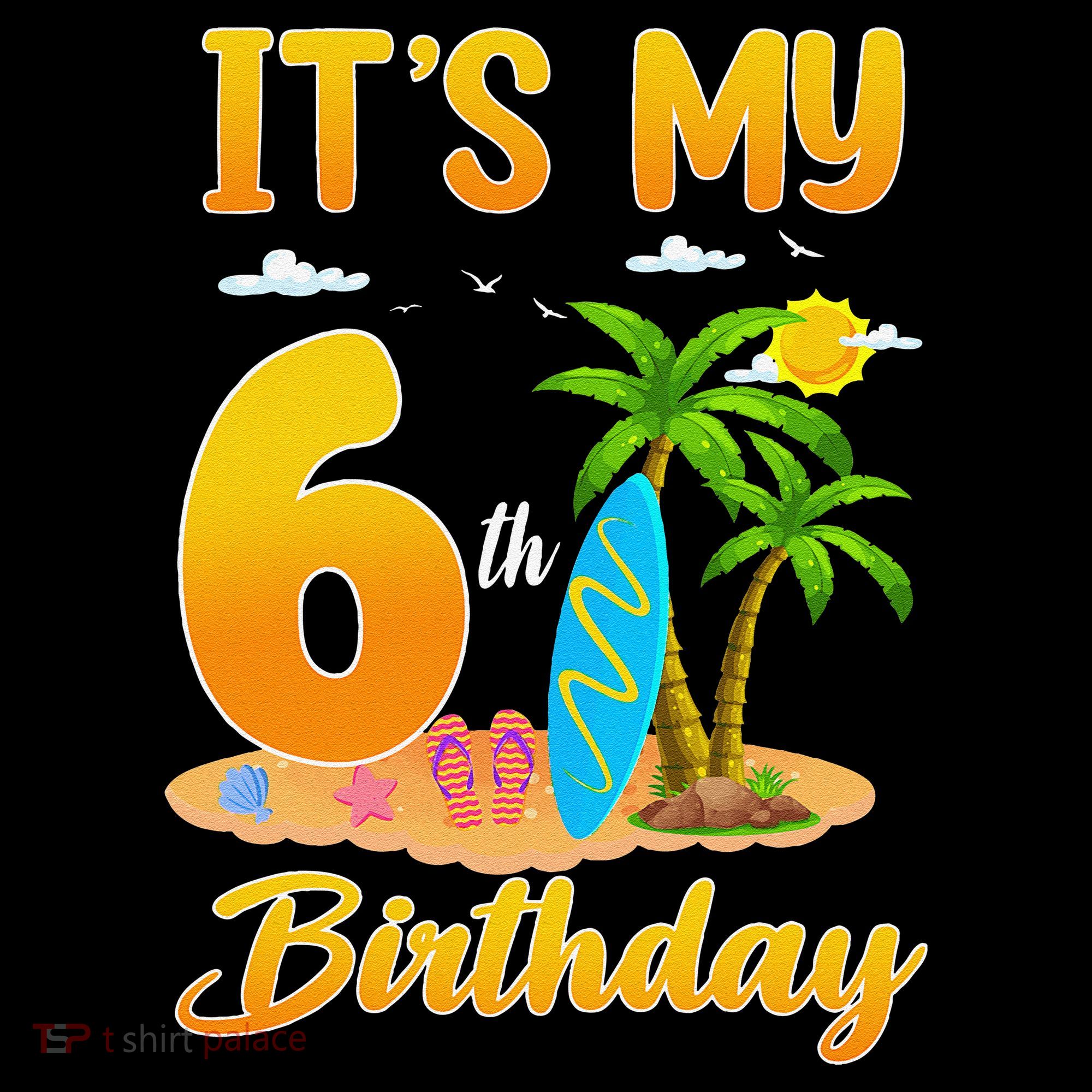 ItS My 6th Birthday Surfing Beach Theme 6 Year Old Toddler Hoodie