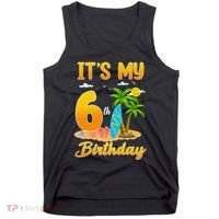 ItS My 6th Birthday Surfing Beach Theme 6 Year Old Tank Top thumb 0