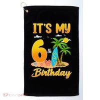 ItS My 6th Birthday Surfing Beach Theme 6 Year Old Golf Towel thumb 0