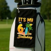 ItS My 6th Birthday Surfing Beach Theme 6 Year Old Golf Towel thumb 2