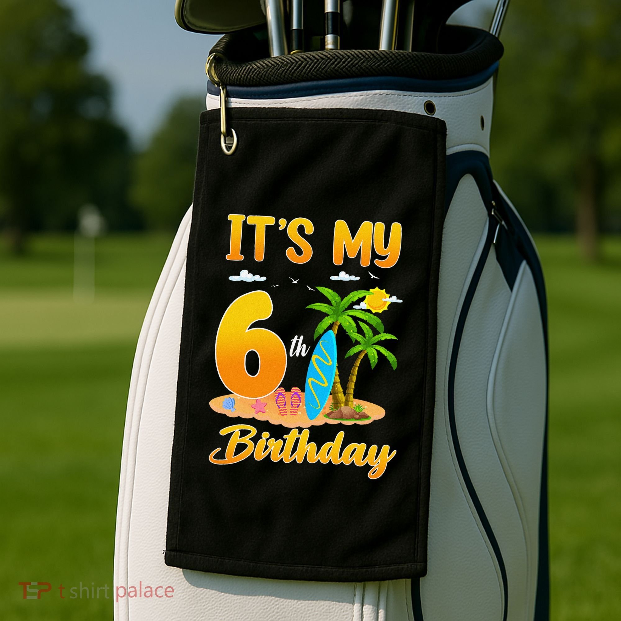 ItS My 6th Birthday Surfing Beach Theme 6 Year Old Golf Towel