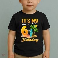 ItS My 6th Birthday Surfing Beach Theme 6 Year Old Toddler T-Shirt thumb 2