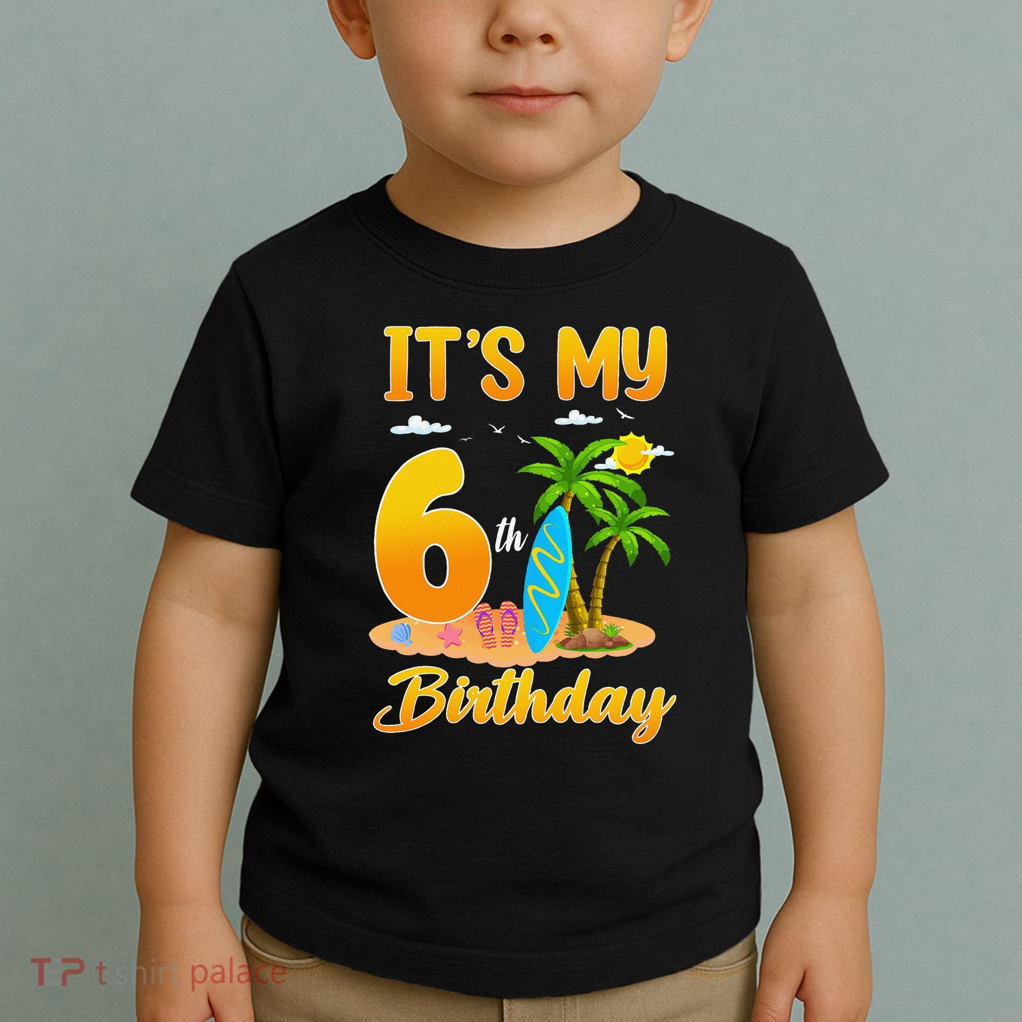 ItS My 6th Birthday Surfing Beach Theme 6 Year Old Toddler T-Shirt