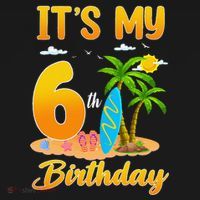 ItS My 6th Birthday Surfing Beach Theme 6 Year Old Toddler T-Shirt thumb 4