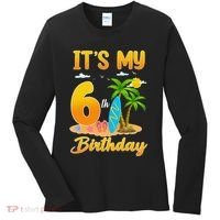 ItS My 6th Birthday Surfing Beach Theme 6 Year Old Women's Long Sleeve Shirt thumb 0