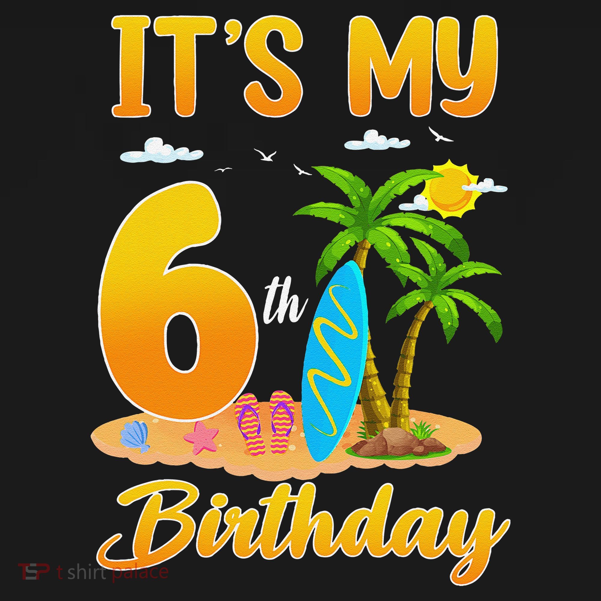 ItS My 6th Birthday Surfing Beach Theme 6 Year Old Women's Long Sleeve Shirt
