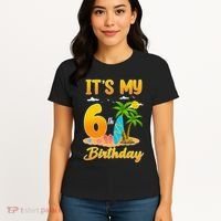 ItS My 6th Birthday Surfing Beach Theme 6 Year Old Women's T-Shirt thumb 4