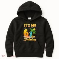 ItS My 6th Birthday Surfing Beach Theme 6 Year Old Kids Hoodie thumb 0
