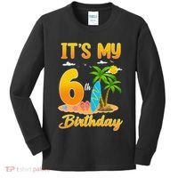 ItS My 6th Birthday Surfing Beach Theme 6 Year Old Kids Long Sleeve Shirt thumb 0