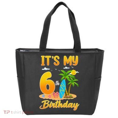 ItS My 6th Birthday Surfing Beach Theme 6 Year Old Tote Bag
