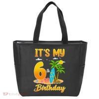 ItS My 6th Birthday Surfing Beach Theme 6 Year Old Tote Bag thumb 0