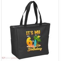 ItS My 6th Birthday Surfing Beach Theme 6 Year Old Tote Bag thumb 2