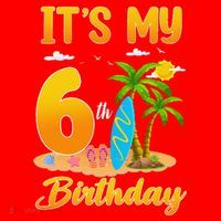 ItS My 6th Birthday Surfing Beach Theme 6 Year Old Santa Hat thumb 1