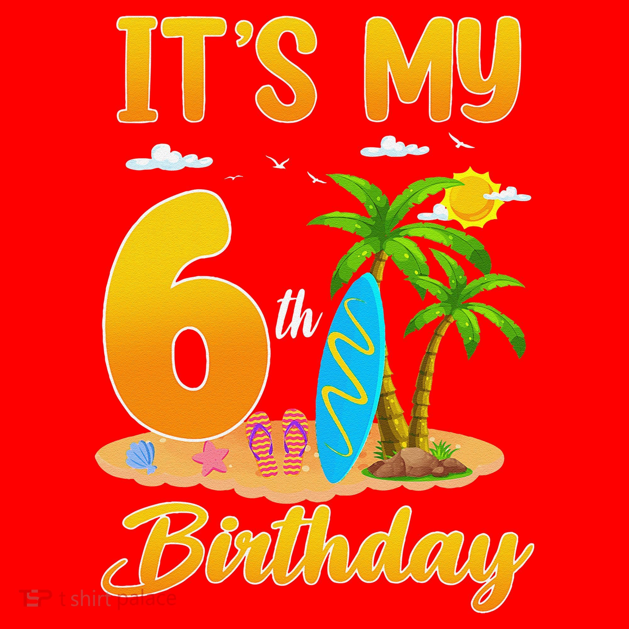 ItS My 6th Birthday Surfing Beach Theme 6 Year Old Santa Hat