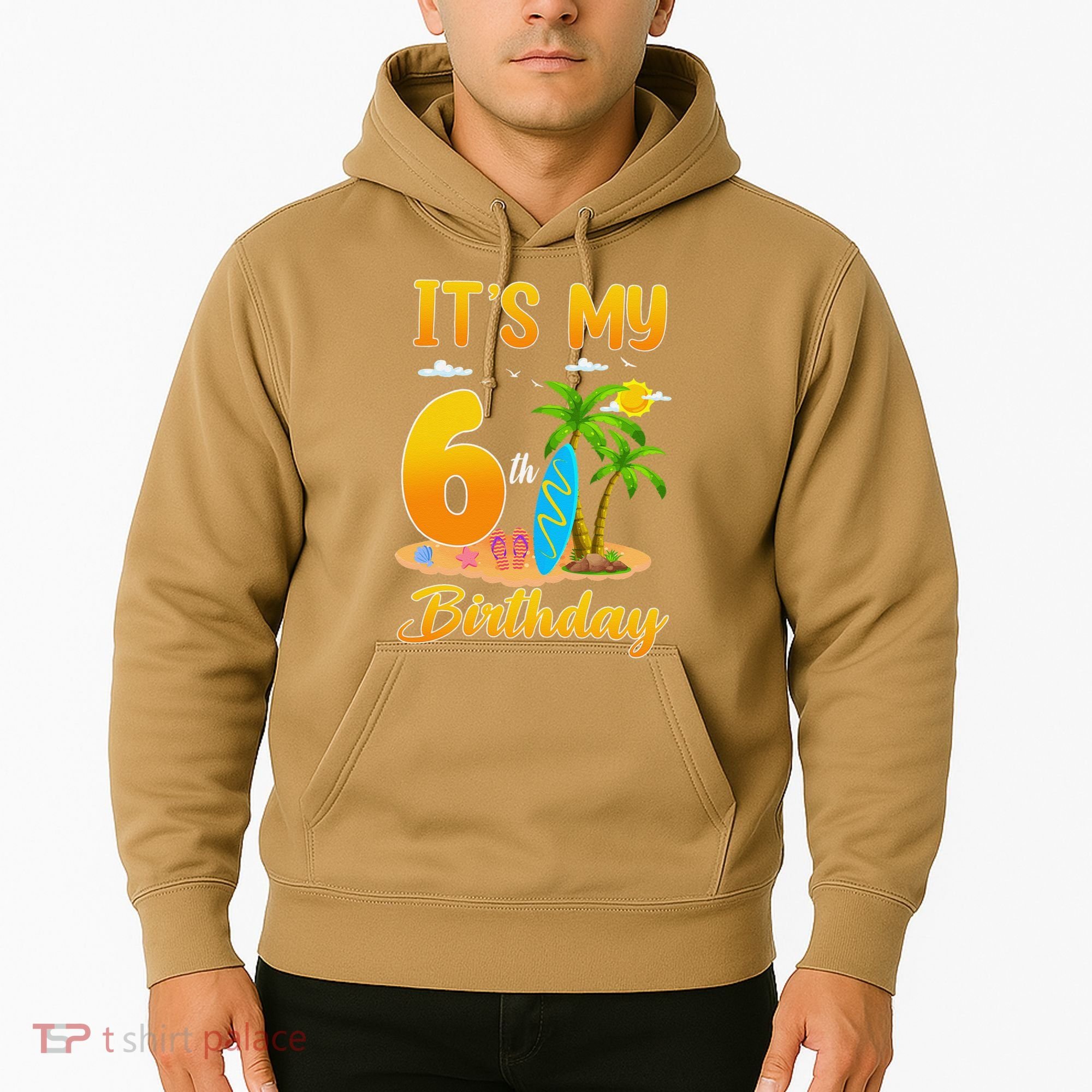 ItS My 6th Birthday Surfing Beach Theme 6 Year Old Hoodie