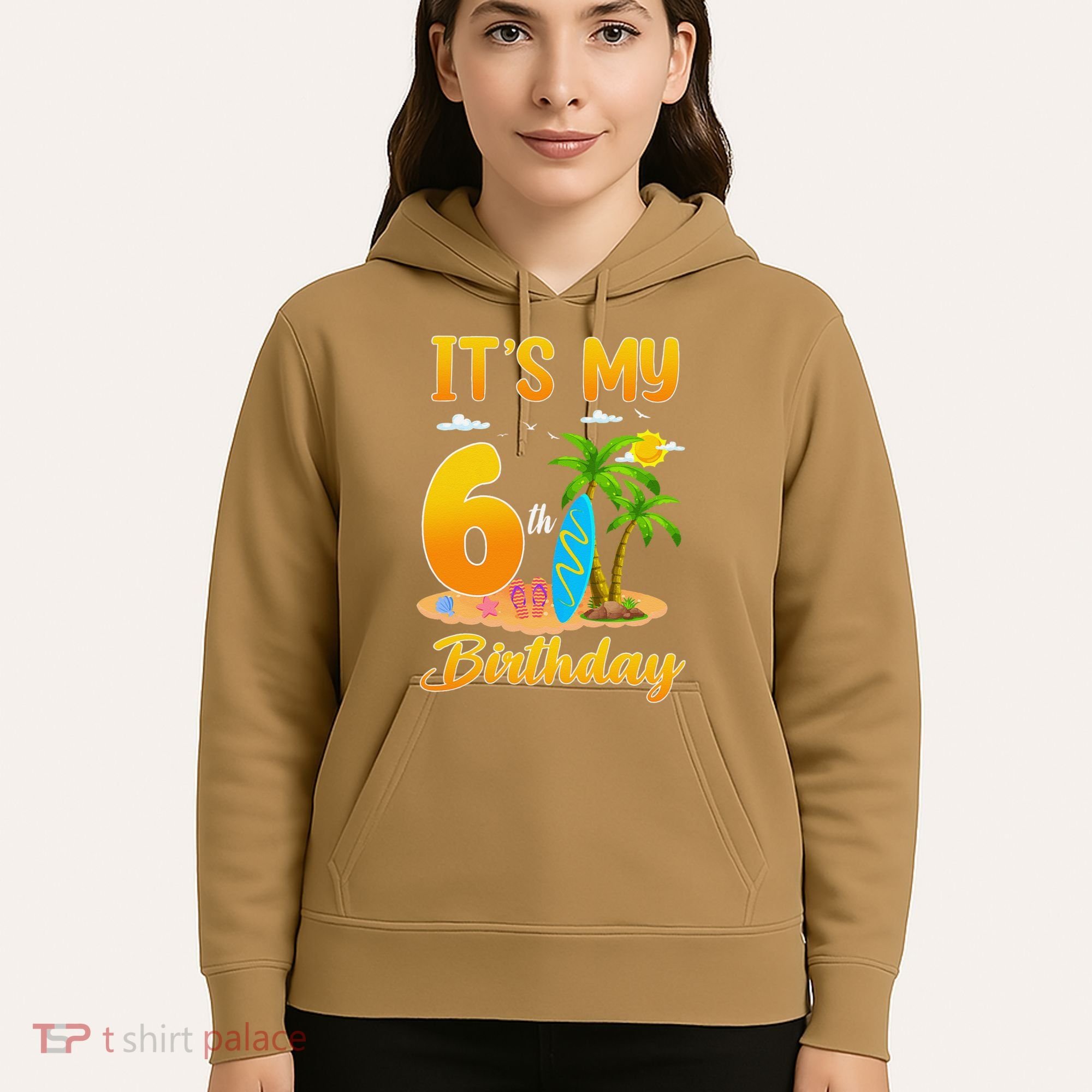 ItS My 6th Birthday Surfing Beach Theme 6 Year Old Hoodie