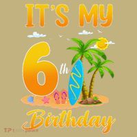 ItS My 6th Birthday Surfing Beach Theme 6 Year Old Hoodie thumb 7