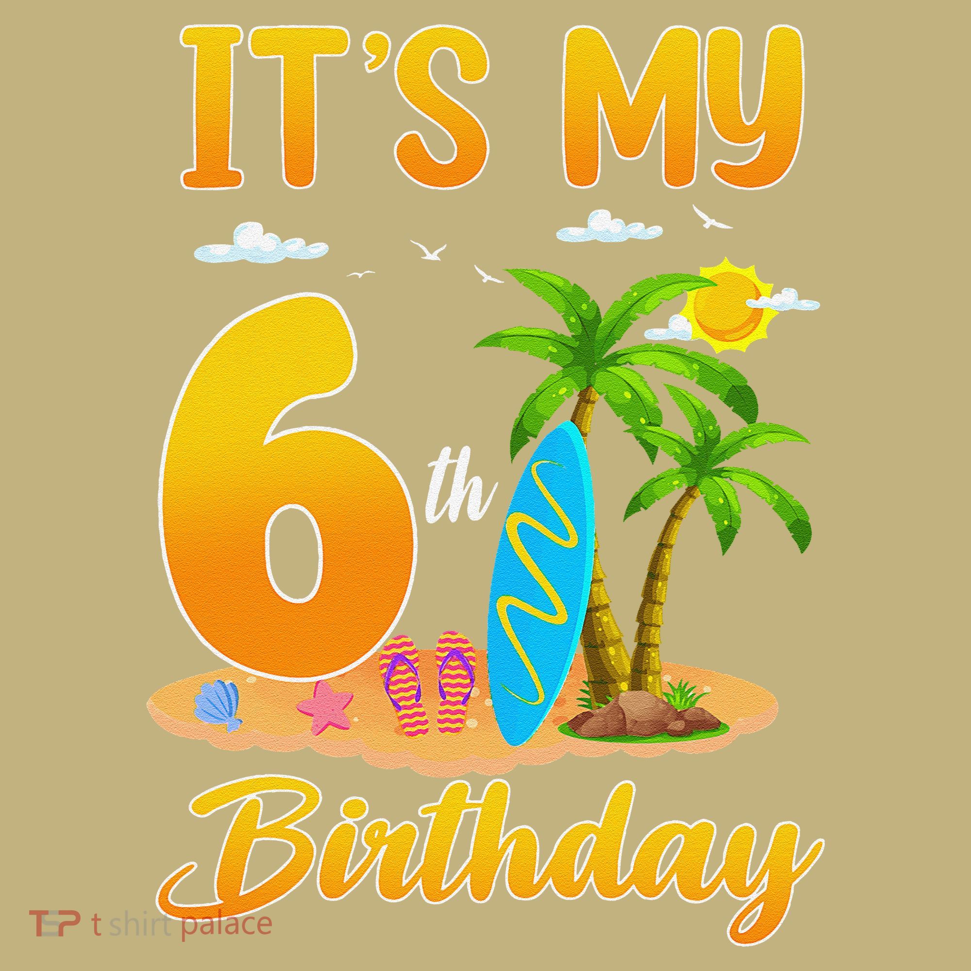 ItS My 6th Birthday Surfing Beach Theme 6 Year Old Long Sleeve Shirt