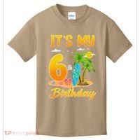 ItS My 6th Birthday Surfing Beach Theme 6 Year Old Kids T-Shirt thumb 0