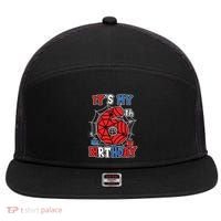 Its My 6th Birthday Spider Theme Party 6 Year Old Boy 7 Panel Mesh Trucker Snapback Hat thumb 0