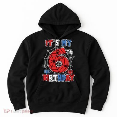 Its My 6th Birthday Spider Theme Party 6 Year Old Boy Hoodie