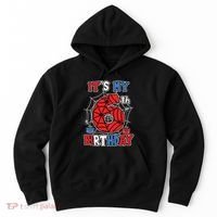 Its My 6th Birthday Spider Theme Party 6 Year Old Boy Hoodie thumb 0