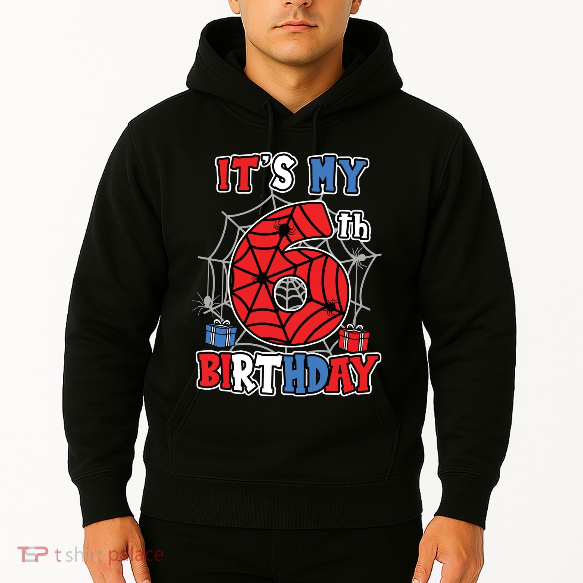 Its My 6th Birthday Spider Theme Party 6 Year Old Boy Hoodie