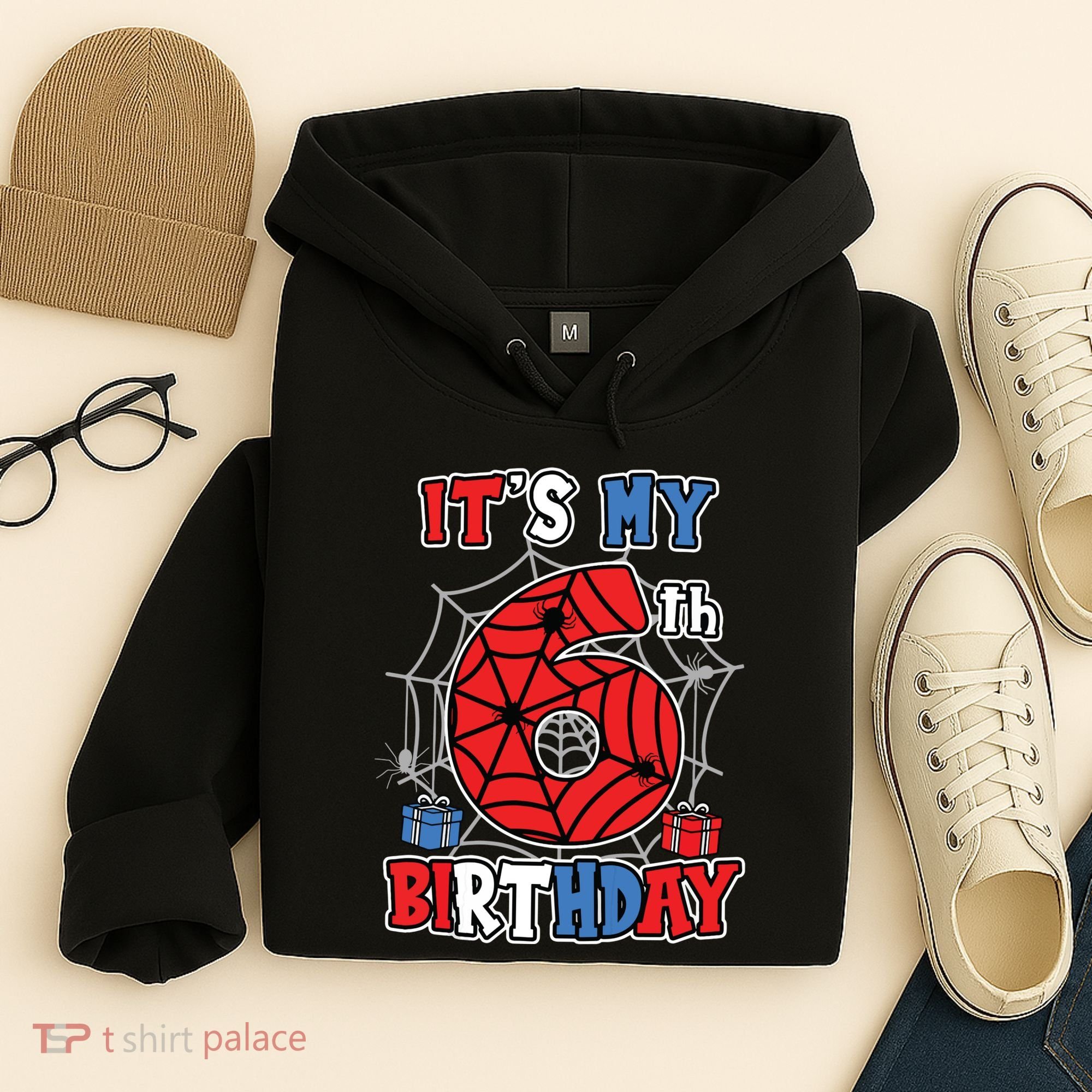 Its My 6th Birthday Spider Theme Party 6 Year Old Boy Hoodie