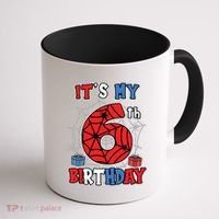 Its My 6th Birthday Spider Theme Party 6 Year Old Boy Coffee Mug thumb 1