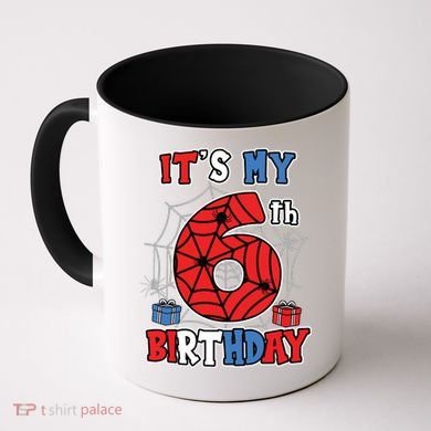 Its My 6th Birthday Spider Theme Party 6 Year Old Boy Coffee Mug