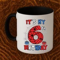 Its My 6th Birthday Spider Theme Party 6 Year Old Boy Coffee Mug thumb 2