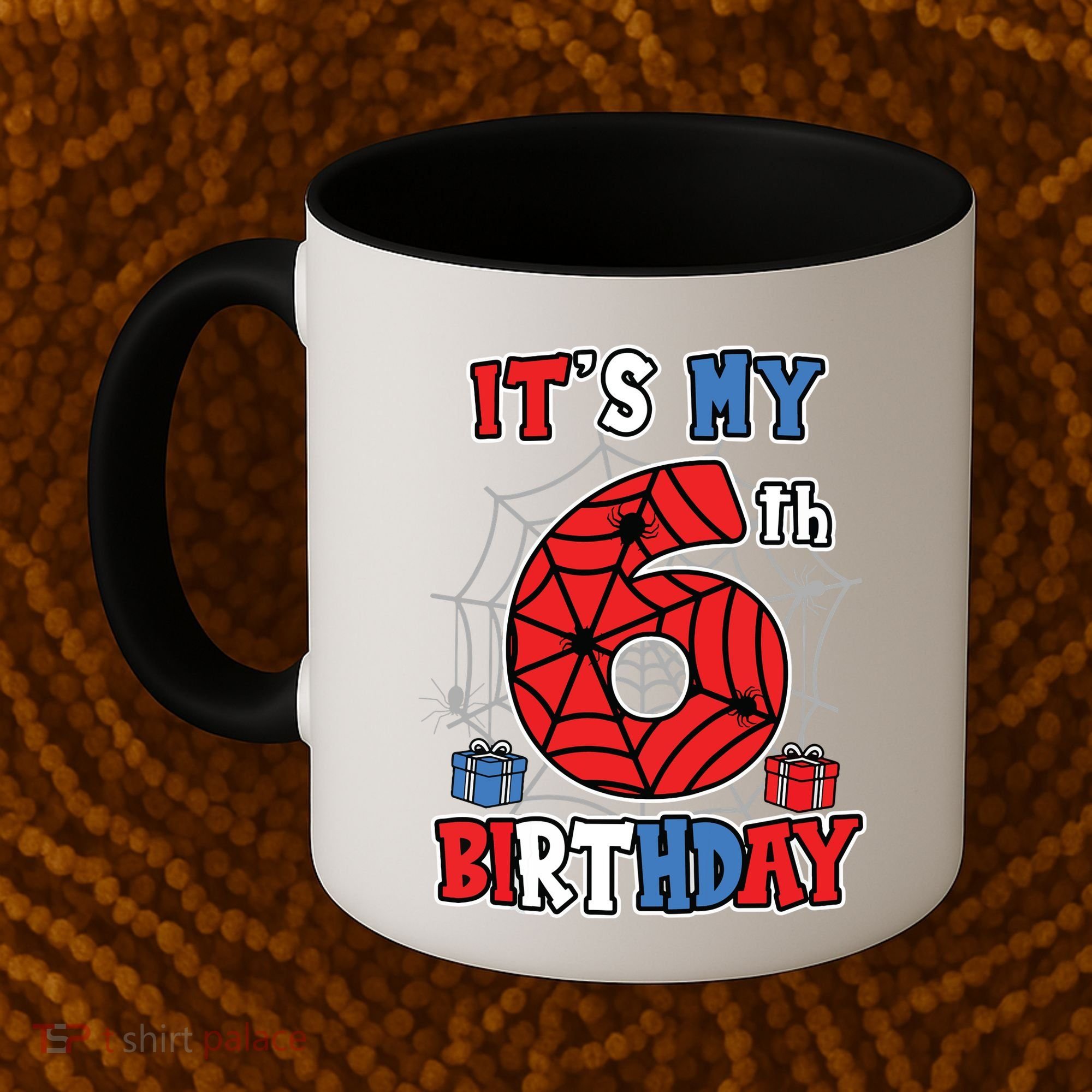 Its My 6th Birthday Spider Theme Party 6 Year Old Boy Coffee Mug