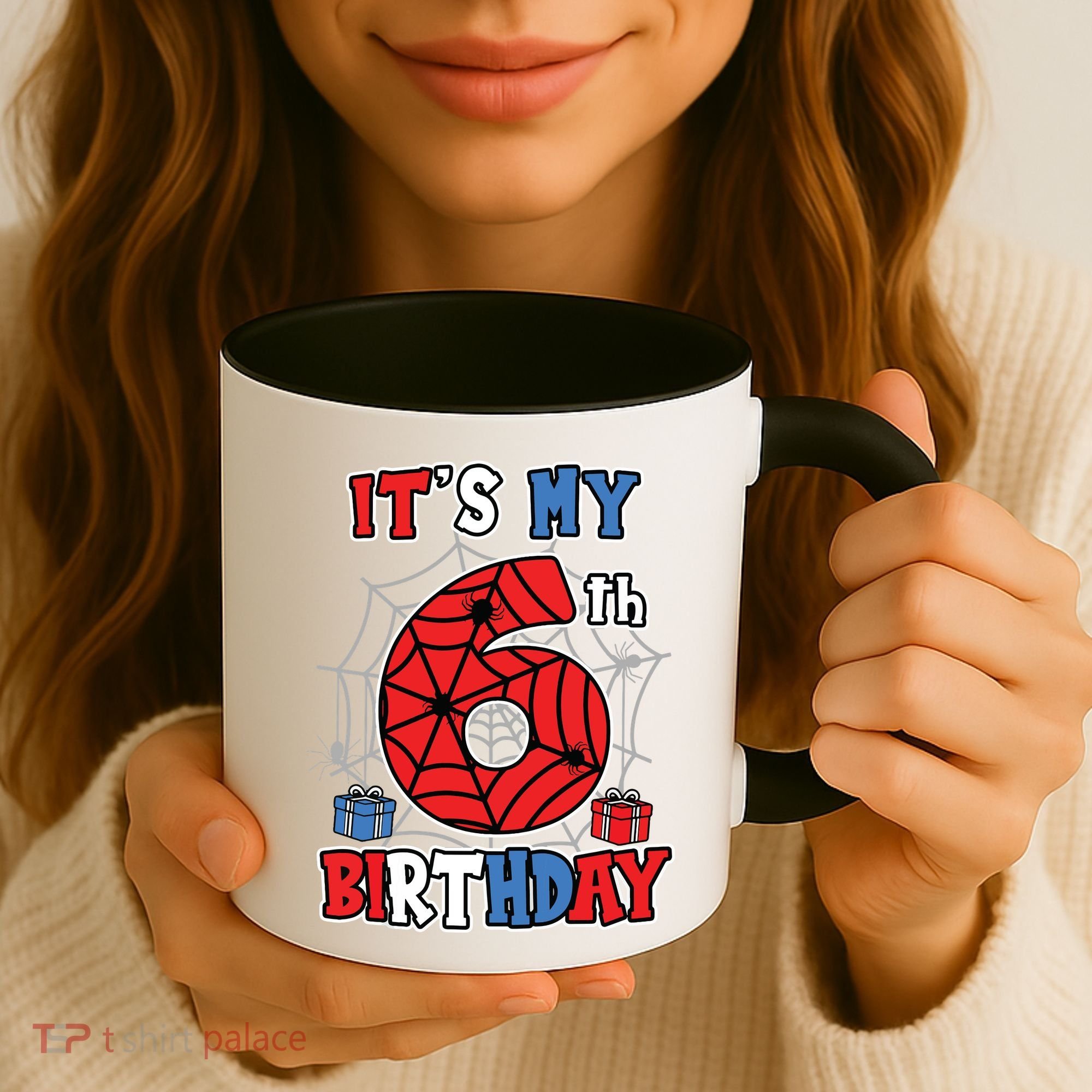 Its My 6th Birthday Spider Theme Party 6 Year Old Boy Coffee Mug