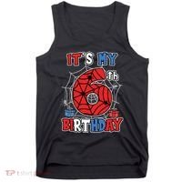 Its My 6th Birthday Spider Theme Party 6 Year Old Boy Tank Top thumb 0