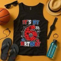 Its My 6th Birthday Spider Theme Party 6 Year Old Boy Tank Top thumb 4